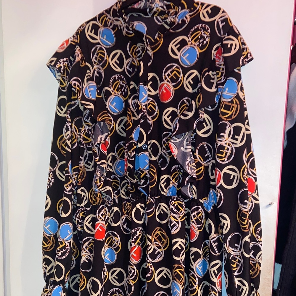 SHEIN Black Multicolor Patterned Dress